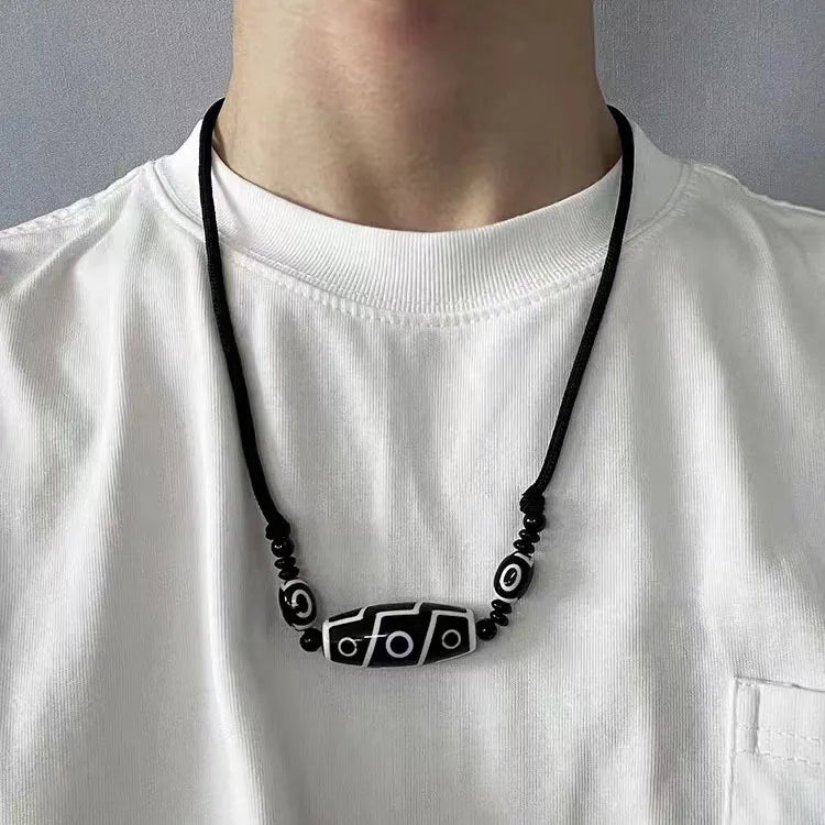 VILZSTUDIOS Adjustable Tibetan Onyx 3 Eyes Pendant Necklace