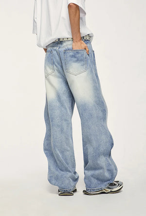 VILZSTUDIOS Vintage Washed Blue Denim Wide Jeans