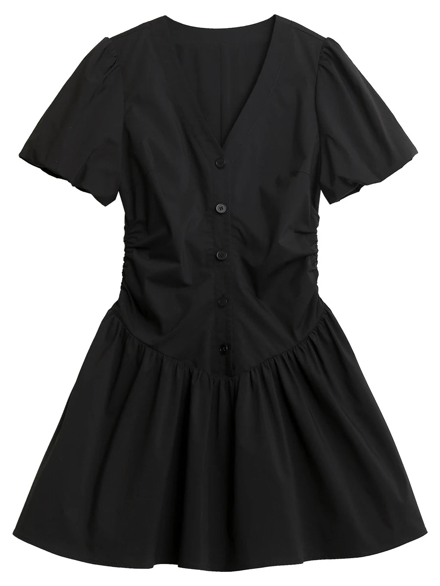 VILZSTUDIOS Black V-Neck Slim Fit Dress