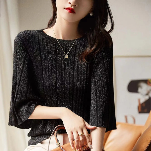 Chic Loose Mid-Sleeve Chinese Style Sweater
