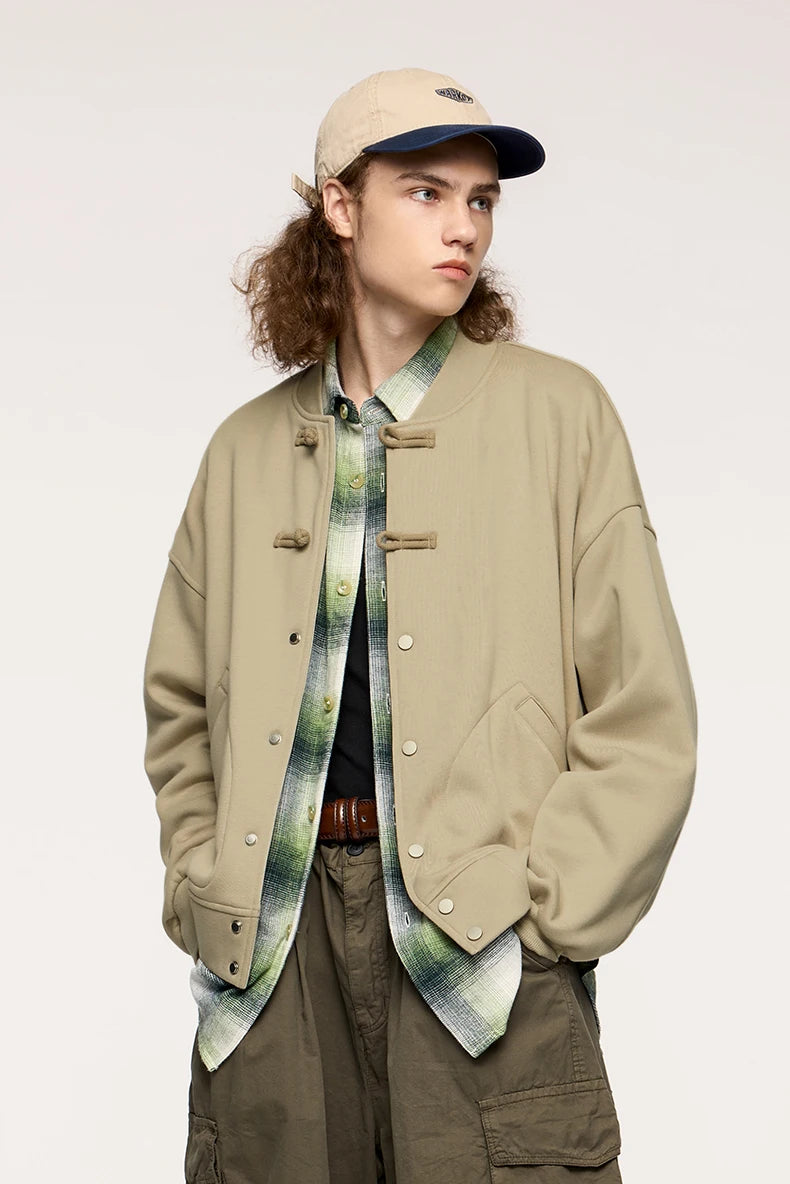 VILZSTUDIOS Chinese Style Premium Fleece Baseball Shirt