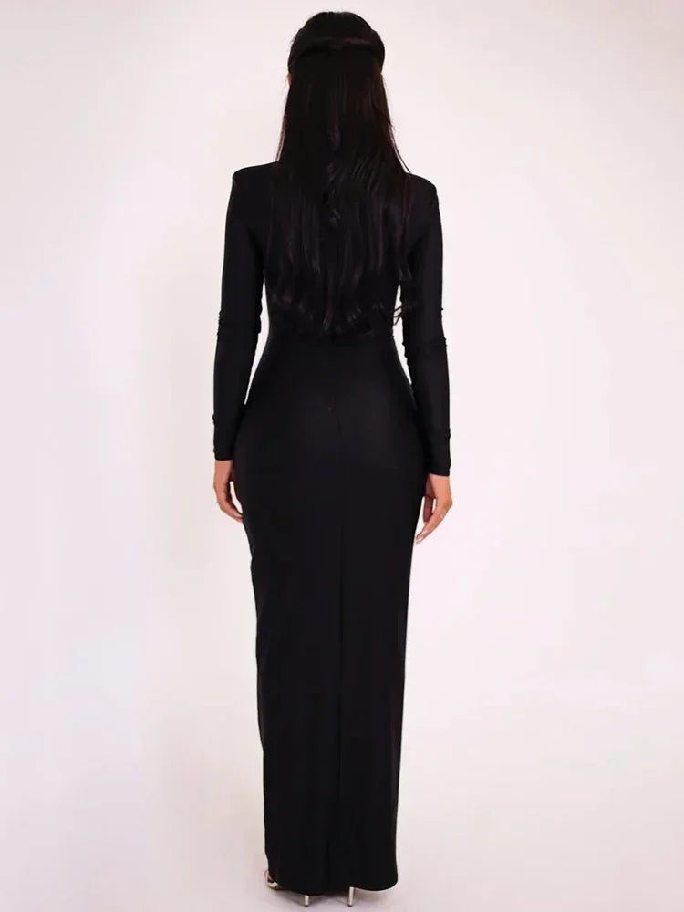 VILZSTUDIOS Sleek Sexy Long Sleeve Maxi Dress