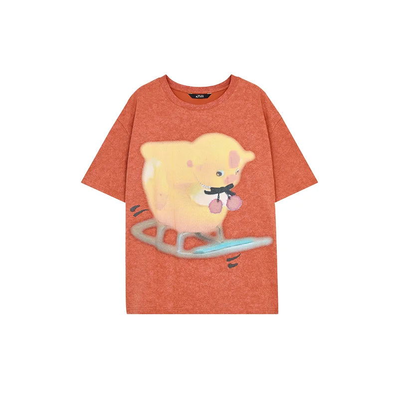 VILZSTUDIOS Printed Skating Duck Loose T-Shirt