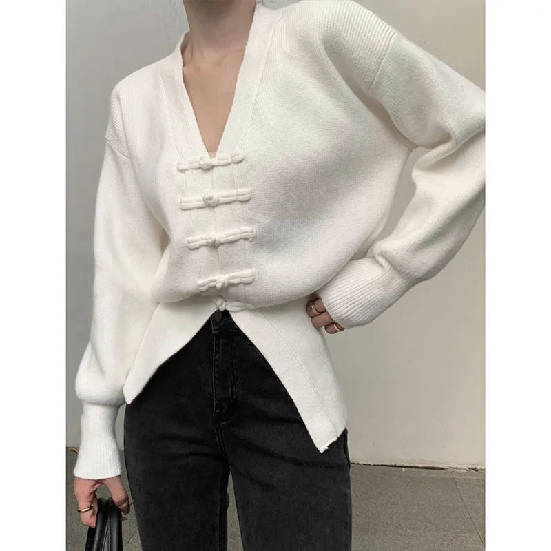 VILZSTUDIOS Chic Vintage Chinese Style Knitted Cardigan