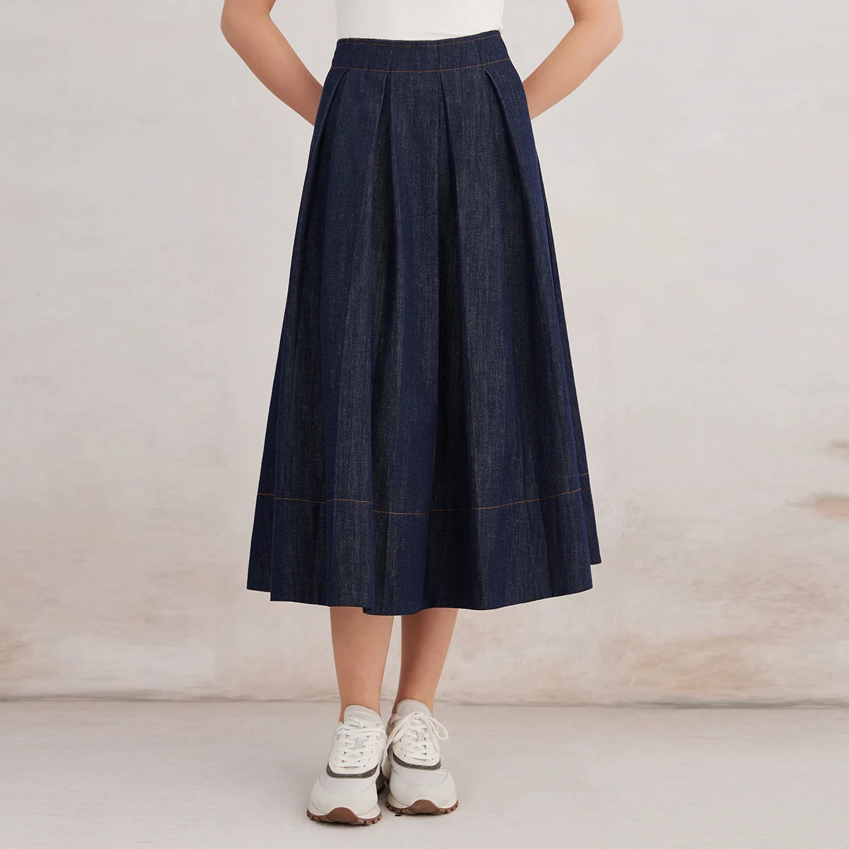 VILZSTUDIOS Luxury High Quality Linen Denim Skirt