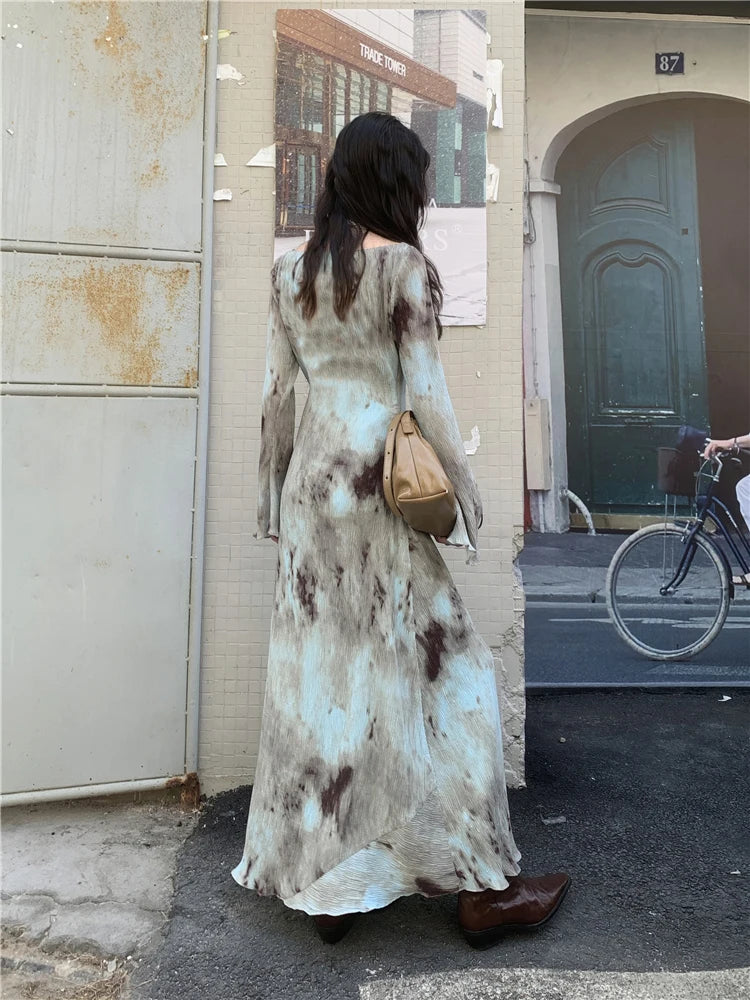 VILZSTUDIOS Pleated French Designer Maxi Dress