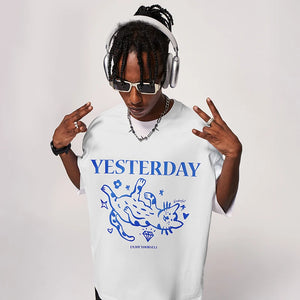 VILZSTUDIOS Blue Green Color Block Cat T-Shirt