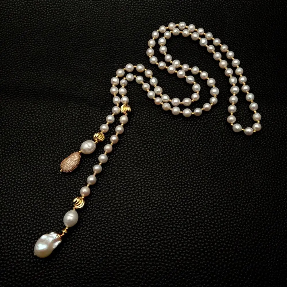 VILZSTUDIOS White Pearl Long Necklace