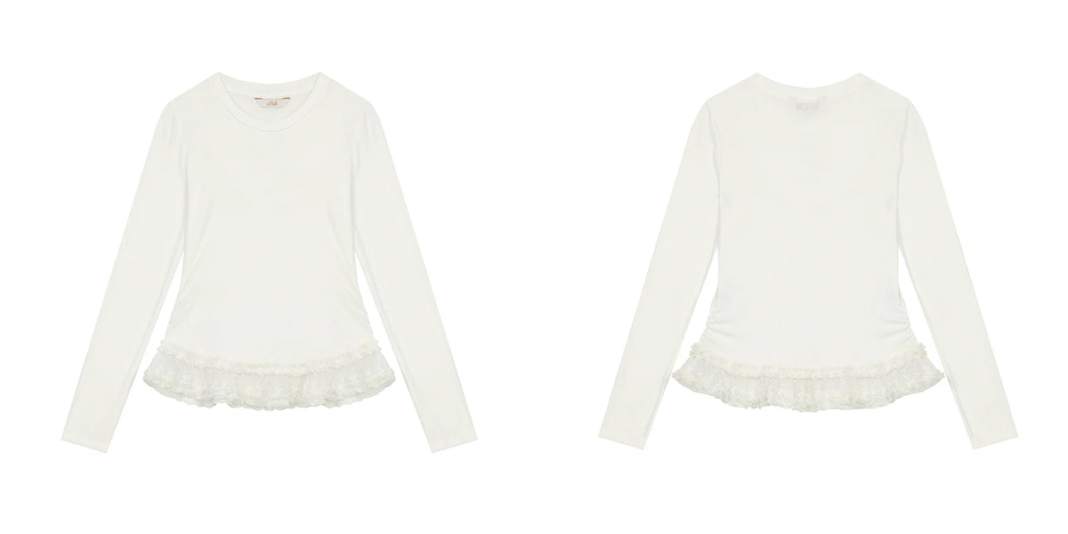 VILZSTUDIOS Elegant Slim Fit Lace Trim Top