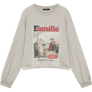 VILZSTUDIOS Vintage Washed Print Long Sleeve Top