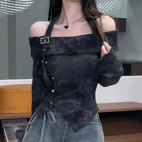 Sexy Off-Shoulder Tie Dye Top
