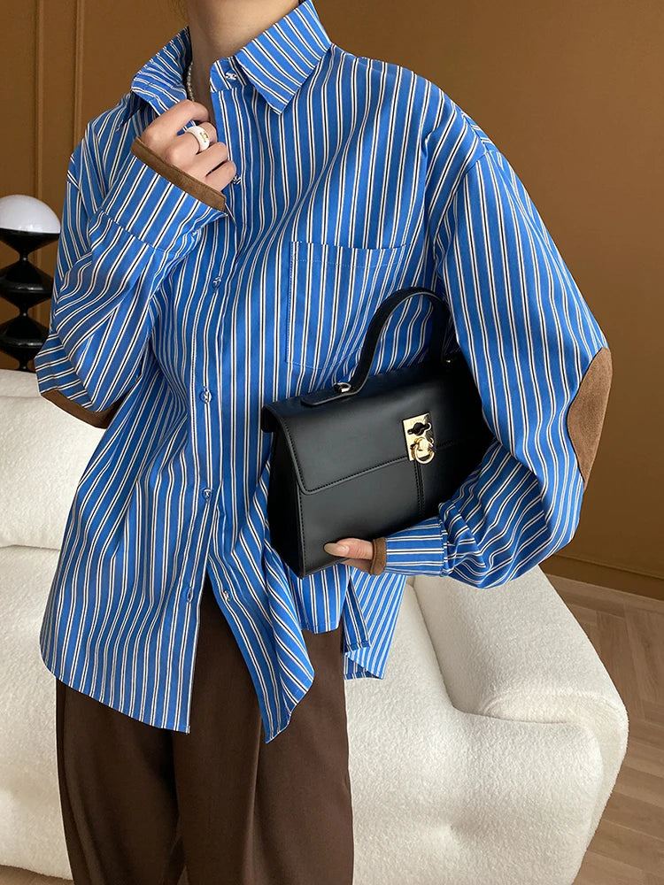 VILZSTUDIOS French Style Loose Striped Shirt
