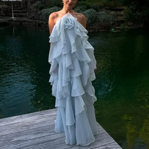 VILZSTUDIOS Elegant Handmade Ruffle Y2K Neck Dress