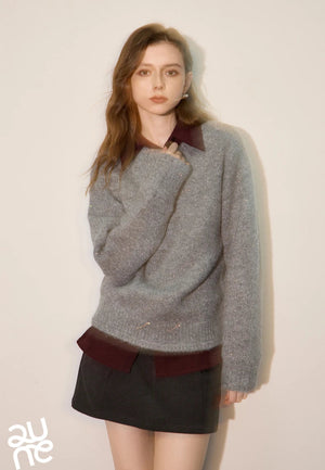 VILZSTUDIOS Sparkling Bead Camel Velvet Knit Sweater