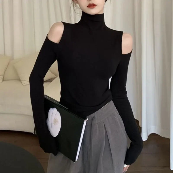 Stylish Hollow Out Velvet Sweater