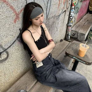 VILZSTUDIOS Sexy One Shoulder Ribbed Tank Top