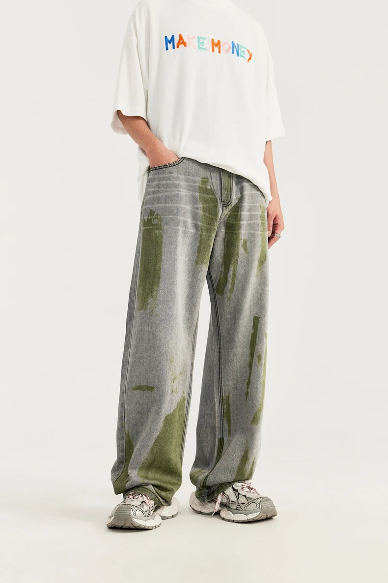 VILZSTUDIOS Hand-Painted Wide Leg Denim Jeans