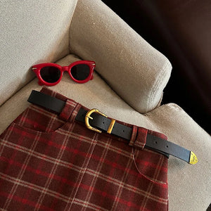 VILZSTUDIOS Plaid Lace Mini Skirt