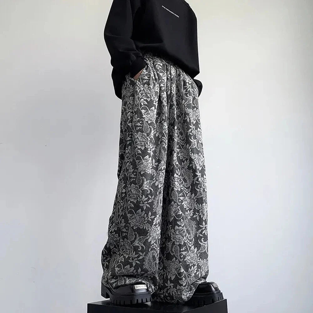 VILZSTUDIOS Luxury Retro Cashew Flower Print Pants