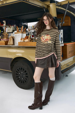 VILZSTUDIOS Sweet Smocked Stripe Print Top