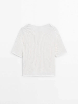 VILZSTUDIOS Beige Cotton Knitted T-shirt