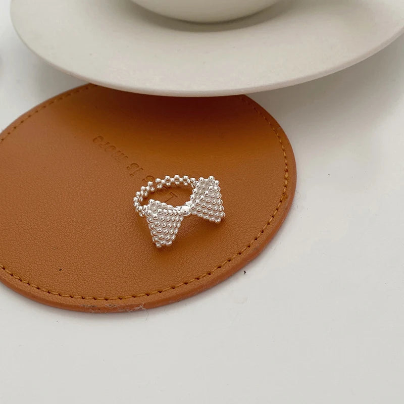 VILZSTUDIOS Geometric Bowtie Ribbon Punk Beaded Ring