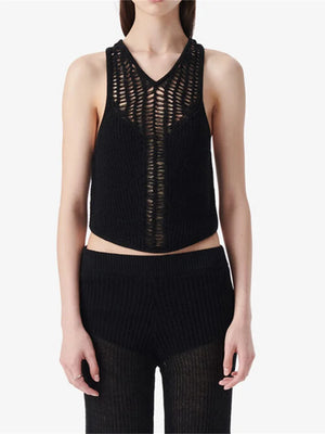 VILZSTUDIOS Sleek Slim Fit Hollow Knit Tank Top