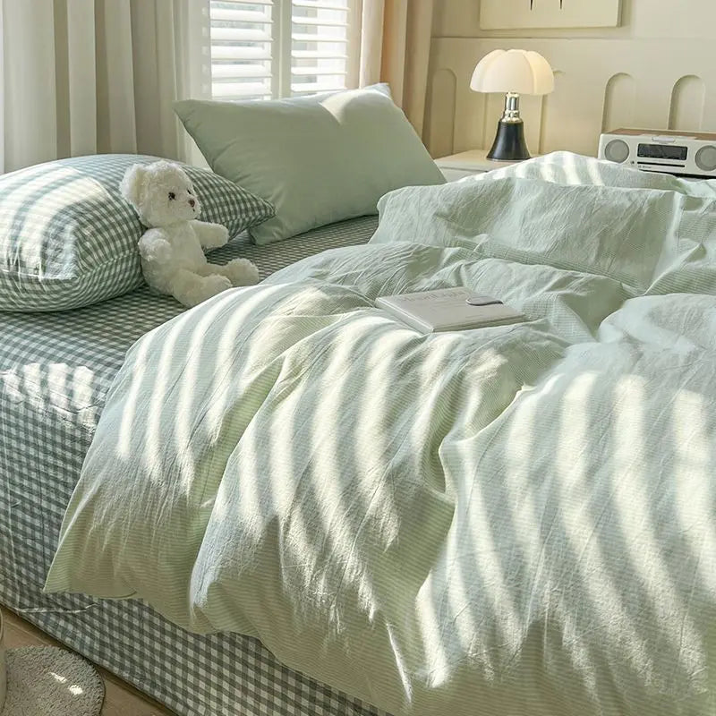 VILZSTUDIOS Soft Plaid Duvet Cover Bedding Set