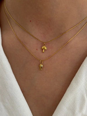 VILZSTUDIOS 18K Gold Plated Mushroom & Whale Pendant Necklace