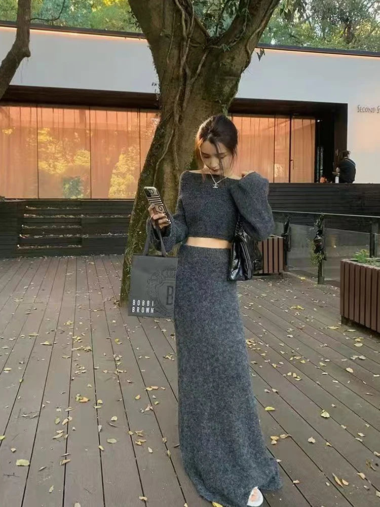 VILZSTUDIOS Stylish Knit Sweater and Skirt Set