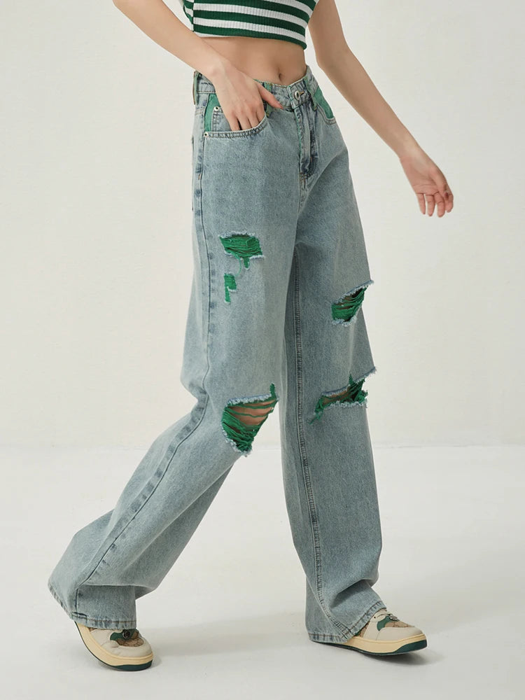 VILZSTUDIOS High Waist Wide Leg Ripped Jeans