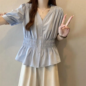 VILZSTUDIOS Oversized V-Neck Blouse