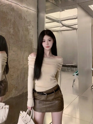 VILZSTUDIOS Off Shoulder Knitwear Sweater