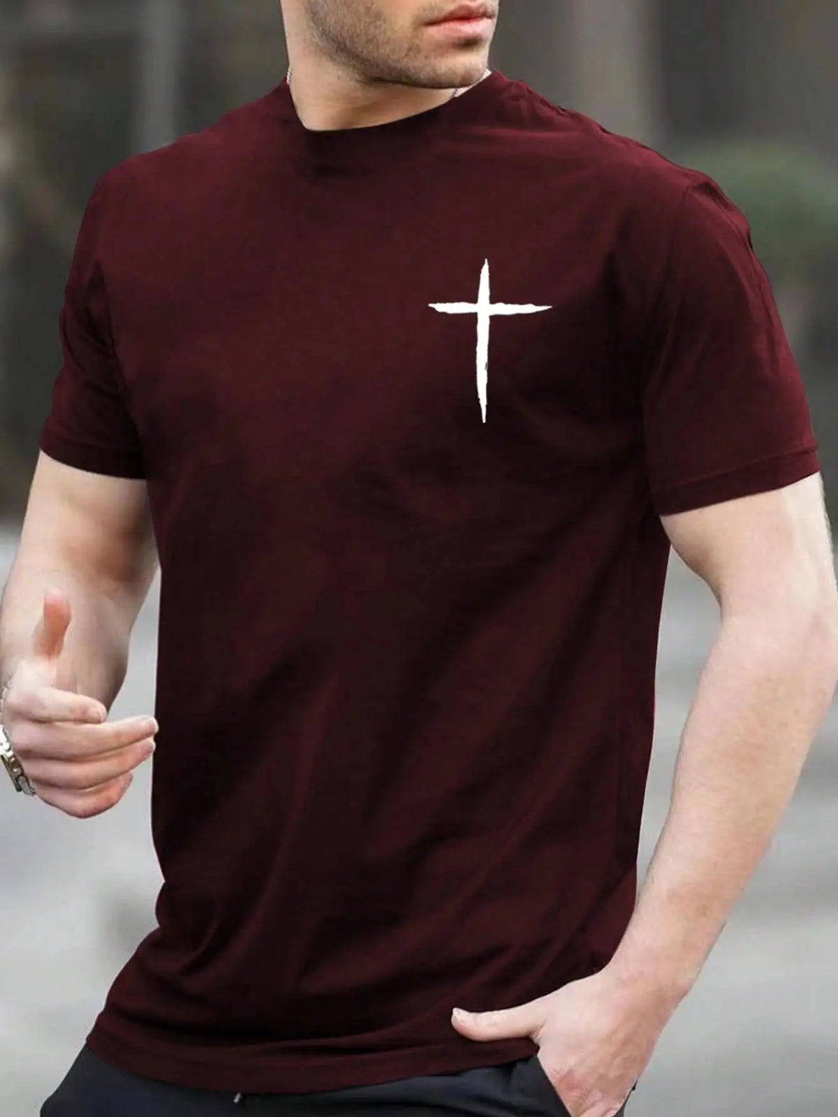 VILZSTUDIOS Oversized Cross Print Loose Summer T-Shirt