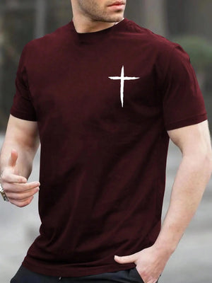 VILZSTUDIOS Oversized Cross Print Loose Summer T-Shirt