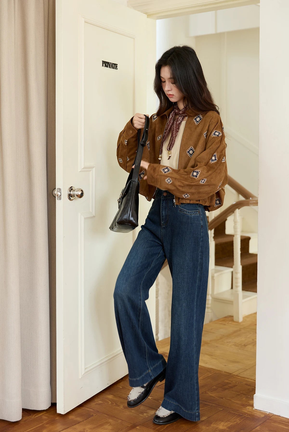 VILZSTUDIOS Brown Embroidered Retro Jacket