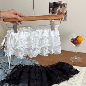 VILZSTUDIOS Lace-Up Ruffled Layered Mini Skirt