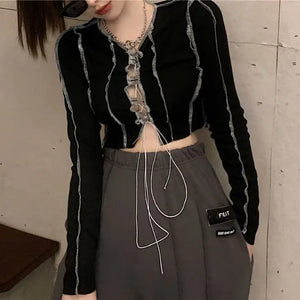 VILZSTUDIOS Gothic Aesthetic Drawstring Crop Top