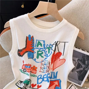 VILZSTUDIOS Hand Painted Y2K Vintage Sleeveless Tank Top