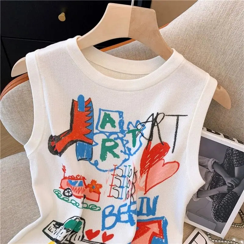 VILZSTUDIOS Hand Painted Y2K Vintage Sleeveless Tank Top