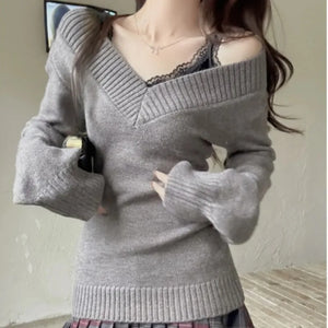 VILZSTUDIOS Cozy V-Neck Knit Sweater