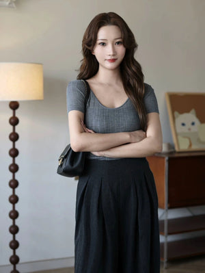 VILZSTUDIOS Slim Fit Ribbed Knitted T-Shirt