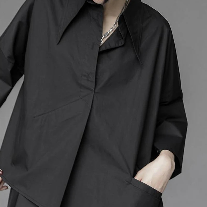 VILZSTUDIOS Chic Gothic Chiffon Black Shirt