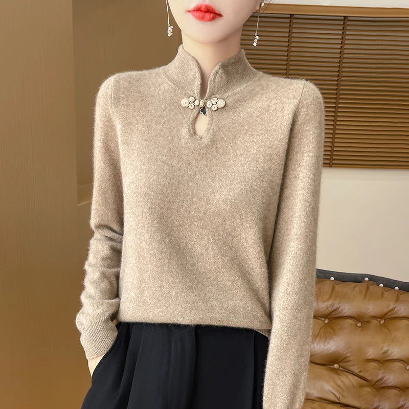 VILZSTUDIOS Elegant Chinese Style Woolen Sweater