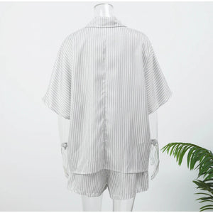 VILZSTUDIOS Casual Striped Linen Cotton Shirt