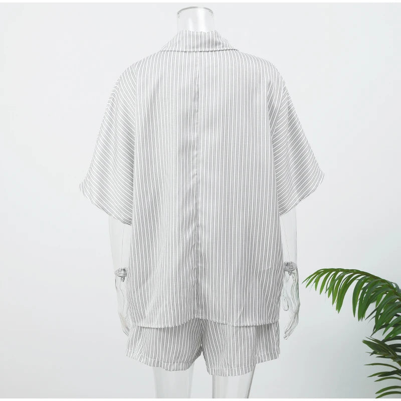 VILZSTUDIOS Casual Striped Linen Cotton Shirt