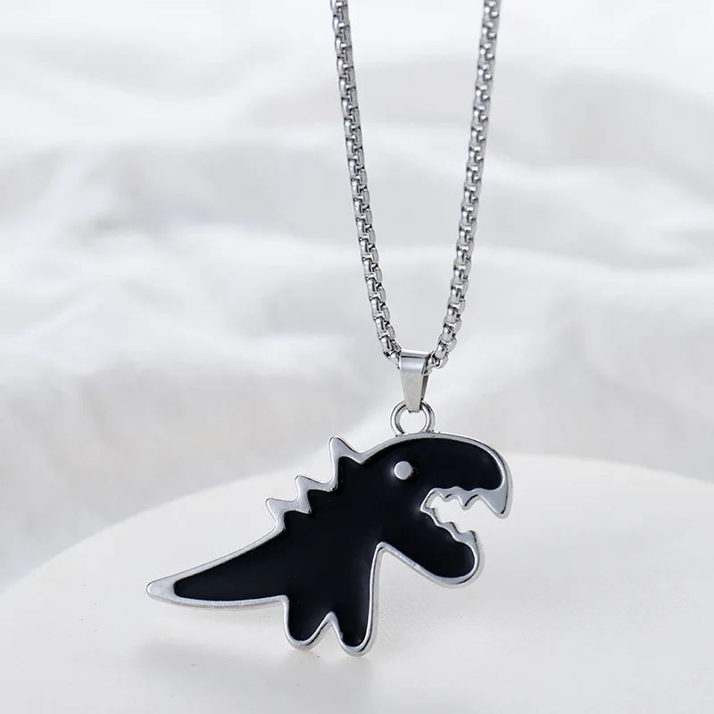 VILZSTUDIOS Black Cartoon Dinosaur Pendant Necklace
