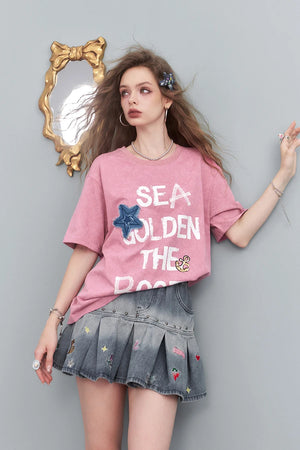 VILZSTUDIOS Casual Sea Star Graphic T-Shirt
