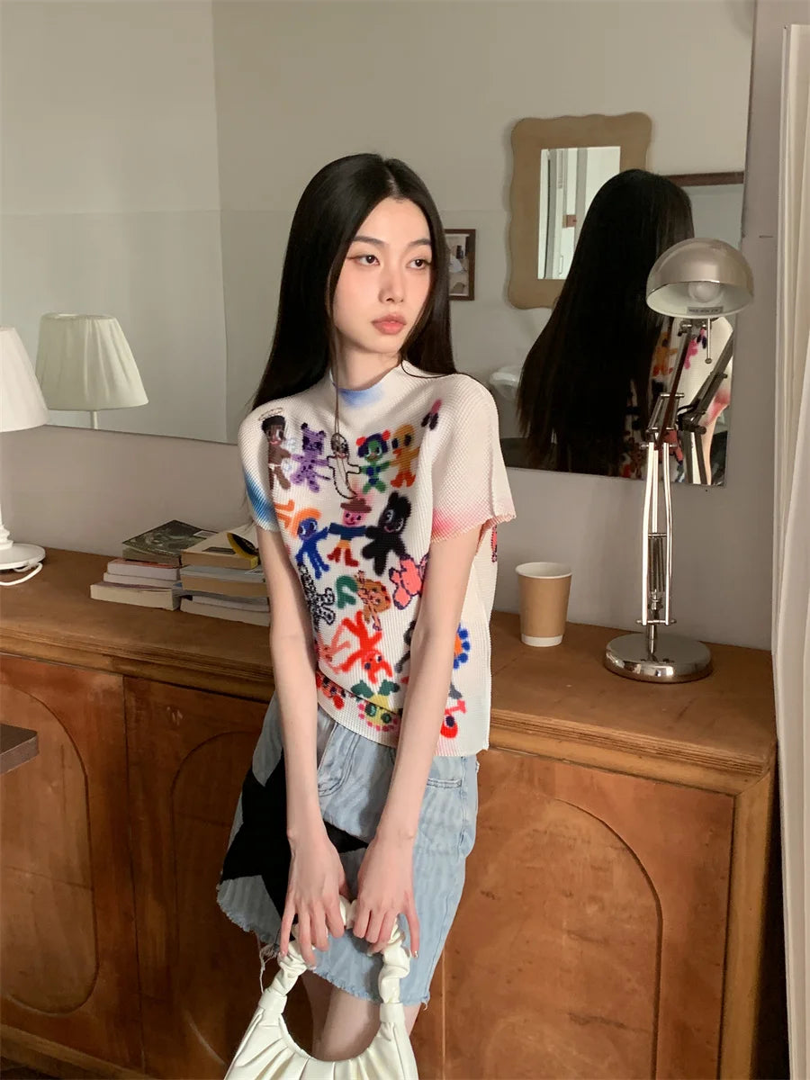 VILZSTUDIOS White Graphic Designer Crop Top