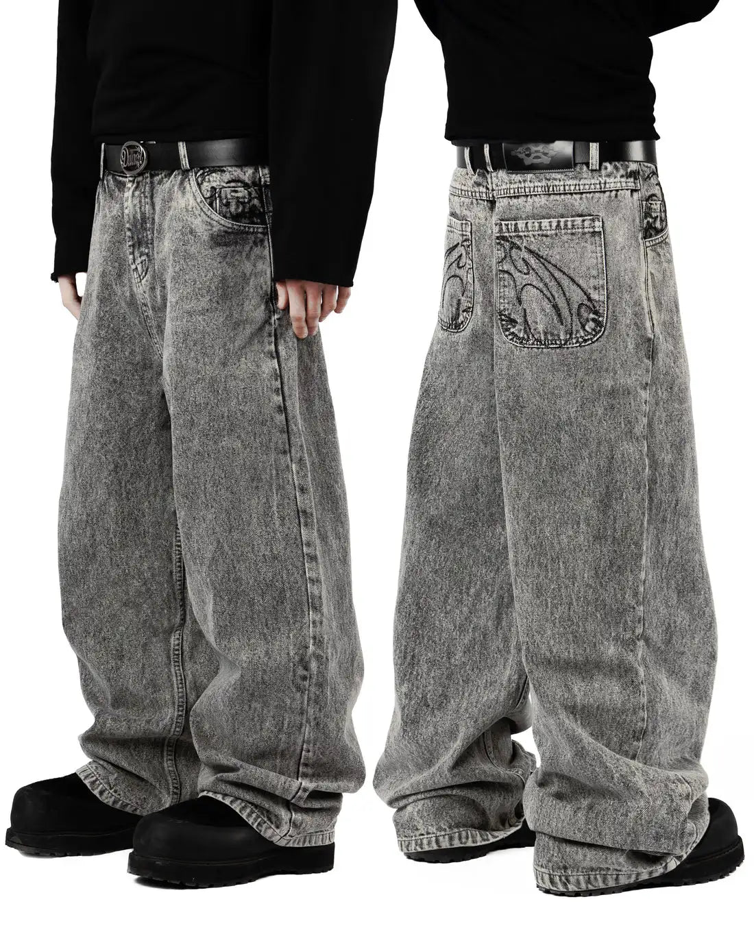 VILZSTUDIOS Retro Embroidery Loose Jeans